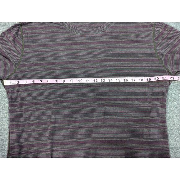 LULULEMON Mens T-Shirt - Maroon Stripe, Short Sleeve, Crew Neck - Picture 4 of 4